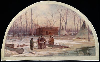 I quartieri invernali di Padre Marquette, 1674, 1900 da Lawrence Carmichael Earle